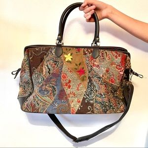 Large retro quilted sofa print duffle bag